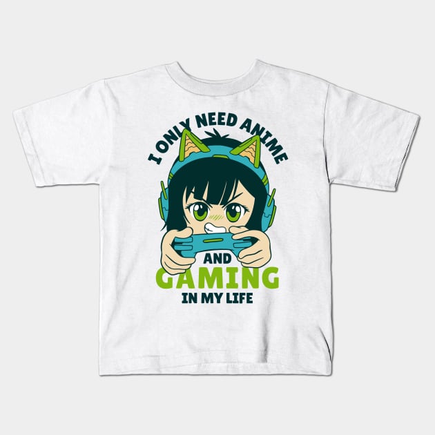 Gaming and Anime Kids T-Shirt by aaallsmiles